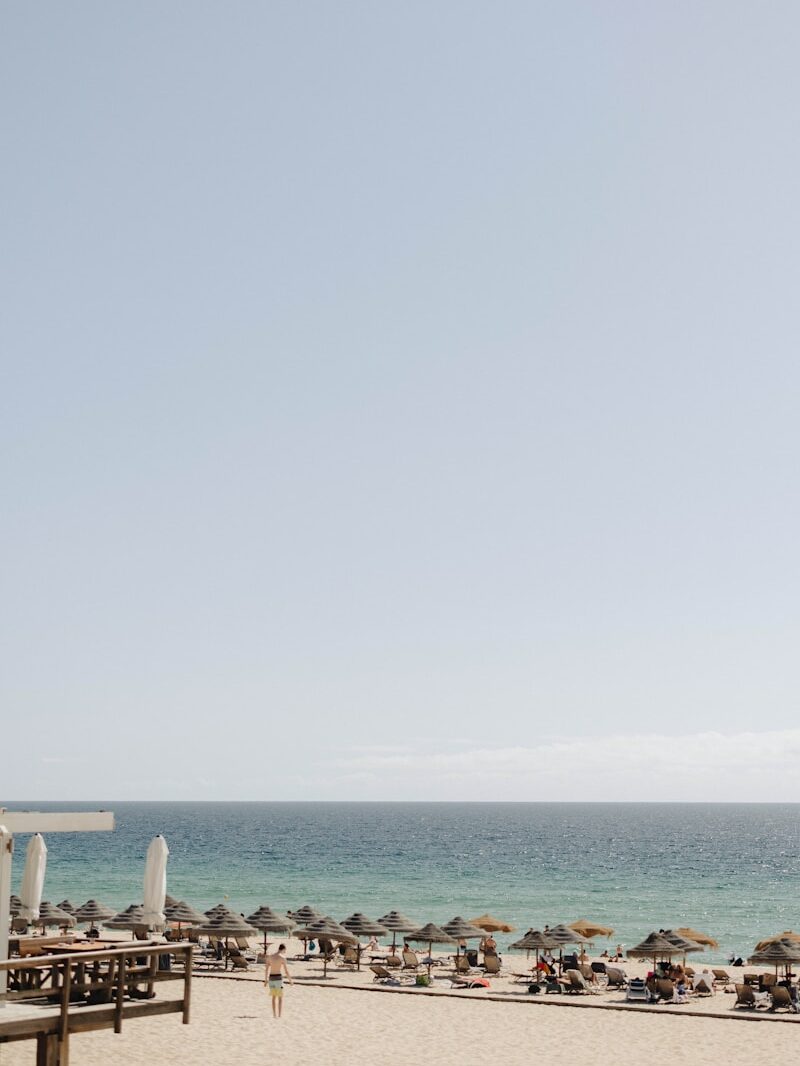 a beach is filled with people